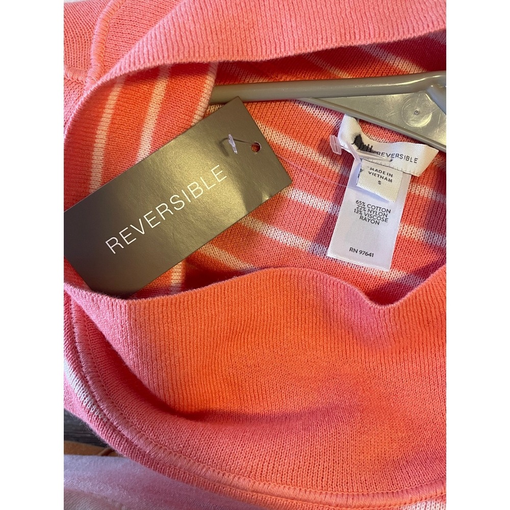 J.‎ Jill Reversible Coral White Stripe Mock Neck Sweater Tunic Size Small New - Picture 3 of 5
